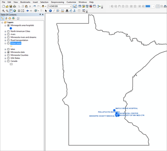 Minneapolis area hospital point symbols Minneapolis area hospital point symbols